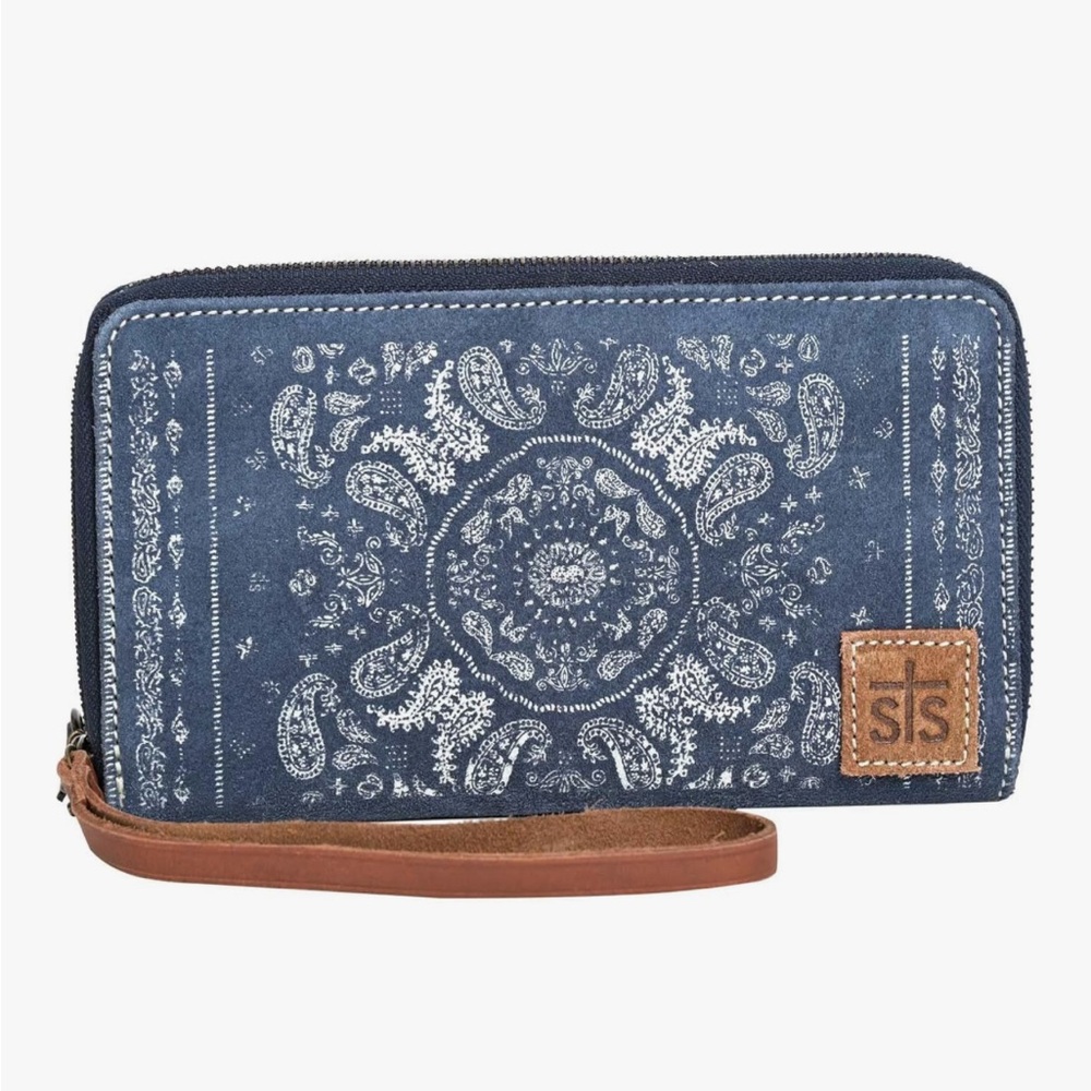 STS Ranchwear Blue Bandana Wristlet Wallet
